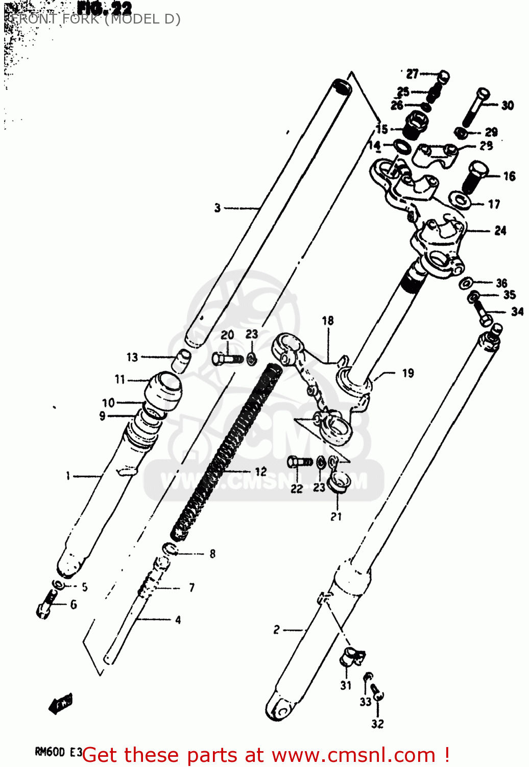 FRONT FORK (MODEL D) RM60 1982 (Z) USA (E03)