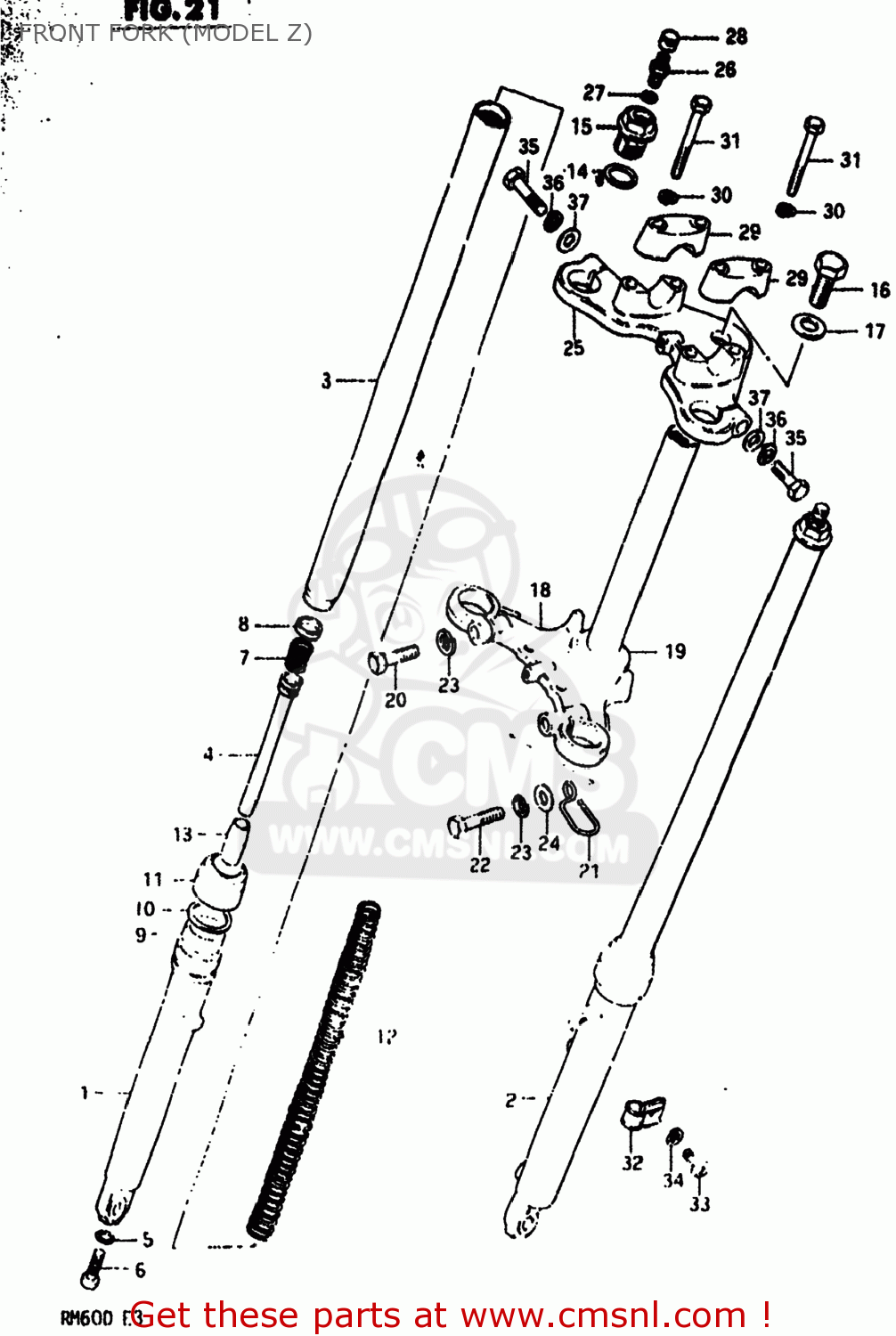 FRONT FORK (MODEL Z) RM60 1983 (D) USA (E03)