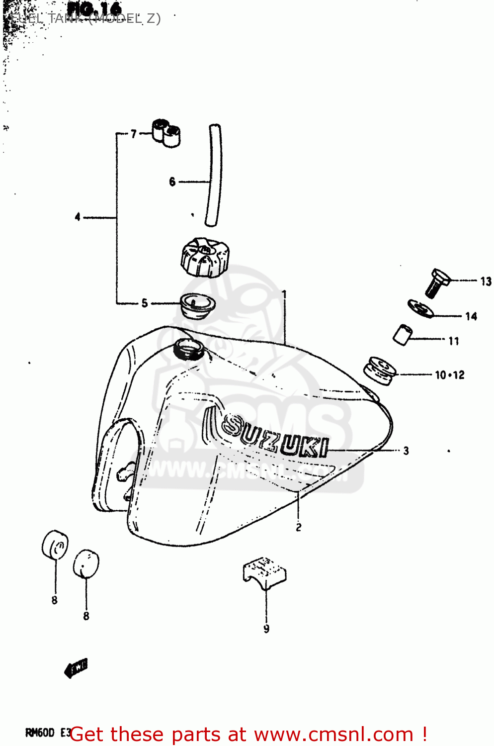 FUEL TANK (MODEL Z) RM60 1983 (D) USA (E03)