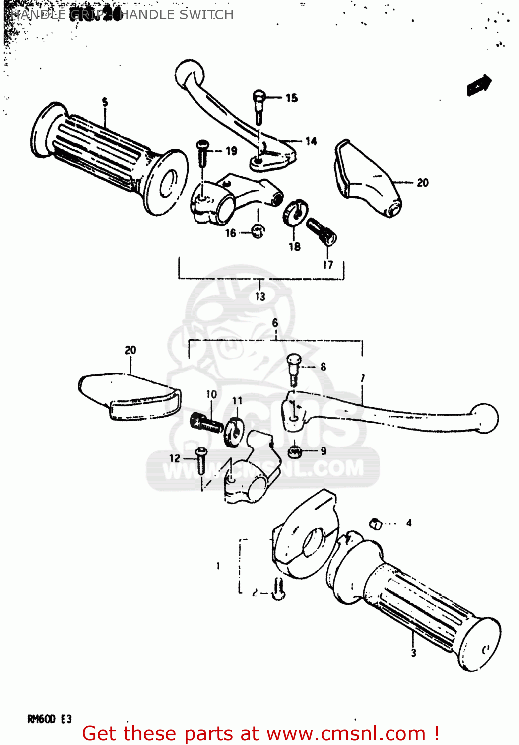 HANDLE GRIP - HANDLE SWITCH RM60 1983 (D) USA (E03)