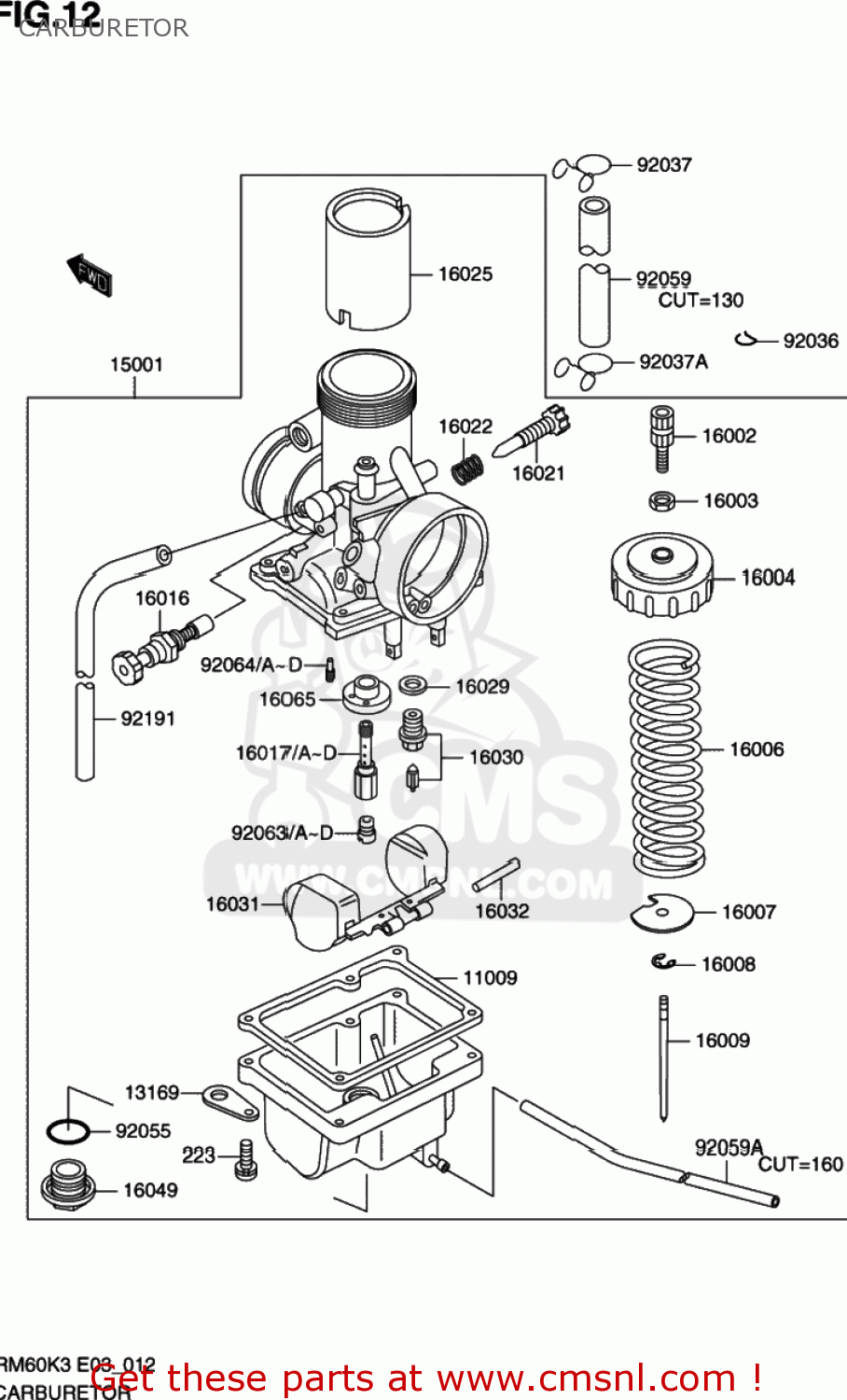 CARBURETOR RM60 2003 (K3) USA (E03)