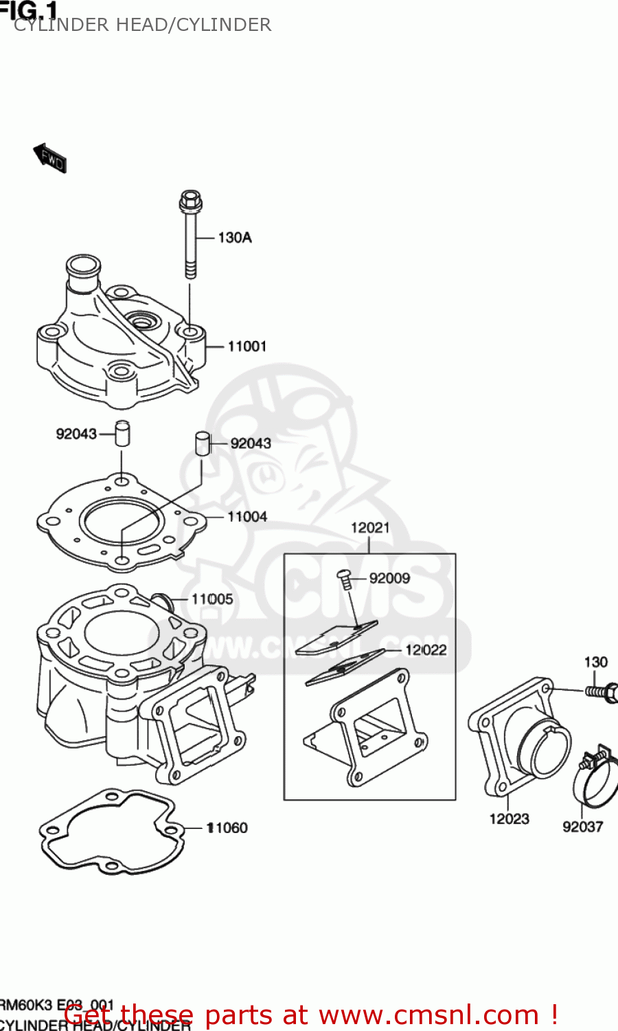CYLINDER HEAD/CYLINDER RM60 2003 (K3) USA (E03)
