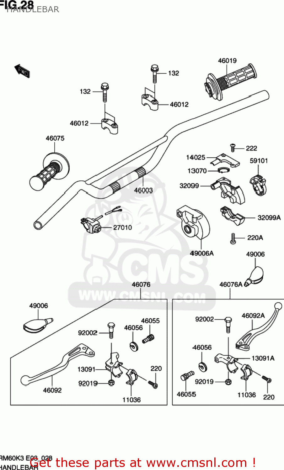 HANDLEBAR RM60 2003 (K3) USA (E03)
