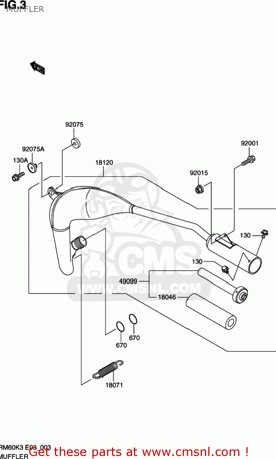 MUFFLER RM60 2003 (K3) USA (E03)