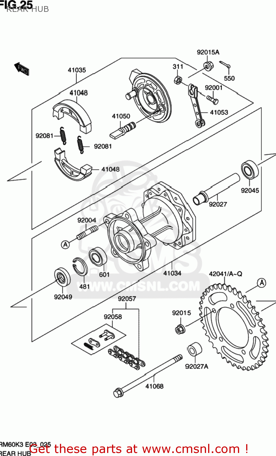 REAR HUB RM60 2003 (K3) USA (E03)