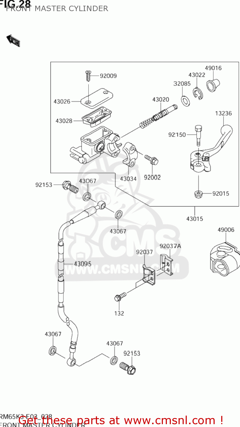 FRONT MASTER CYLINDER RM65 2003 (K3) USA (E03)