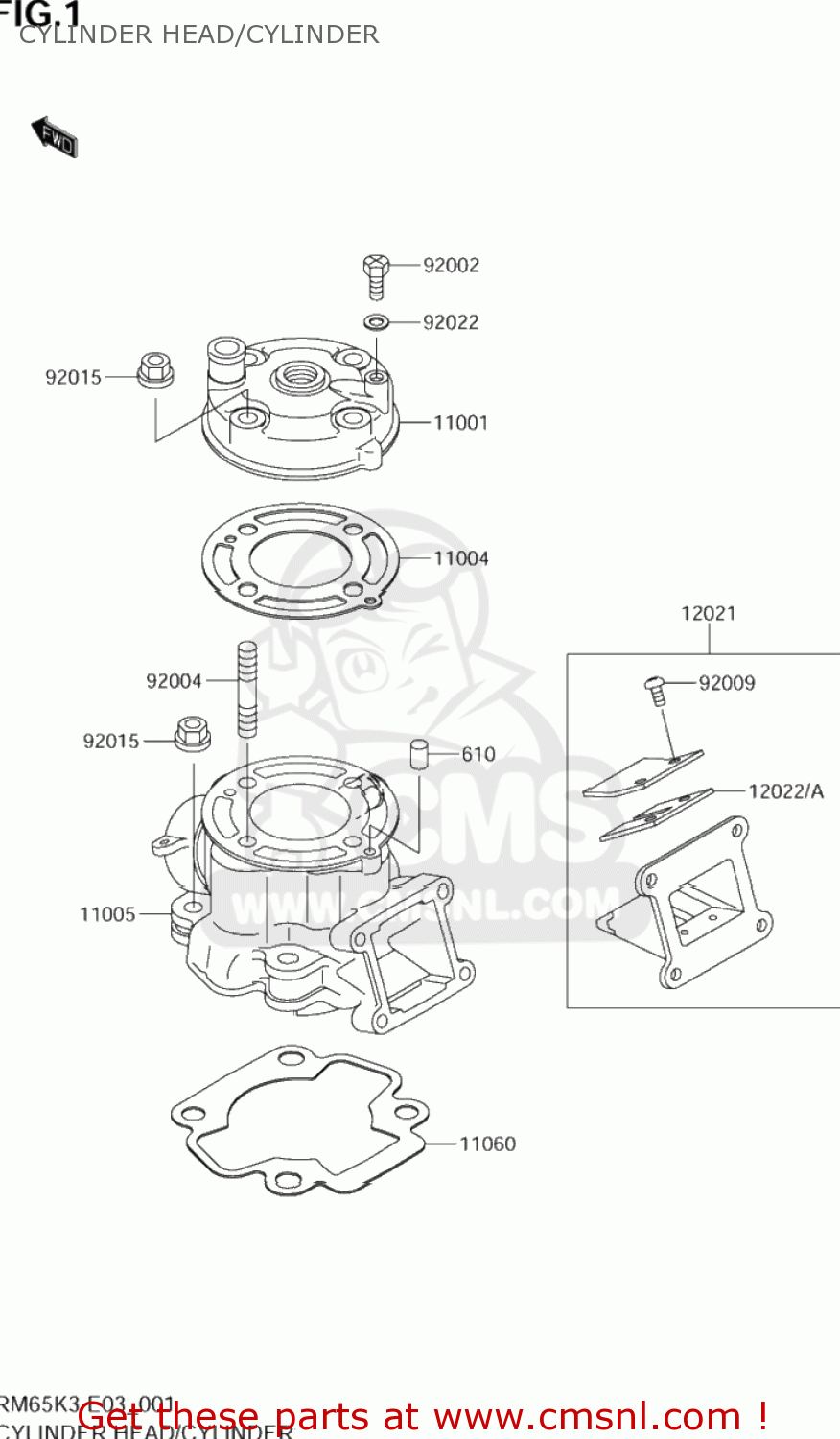 CYLINDER HEAD/CYLINDER RM65 2004 (K4) USA (E03)