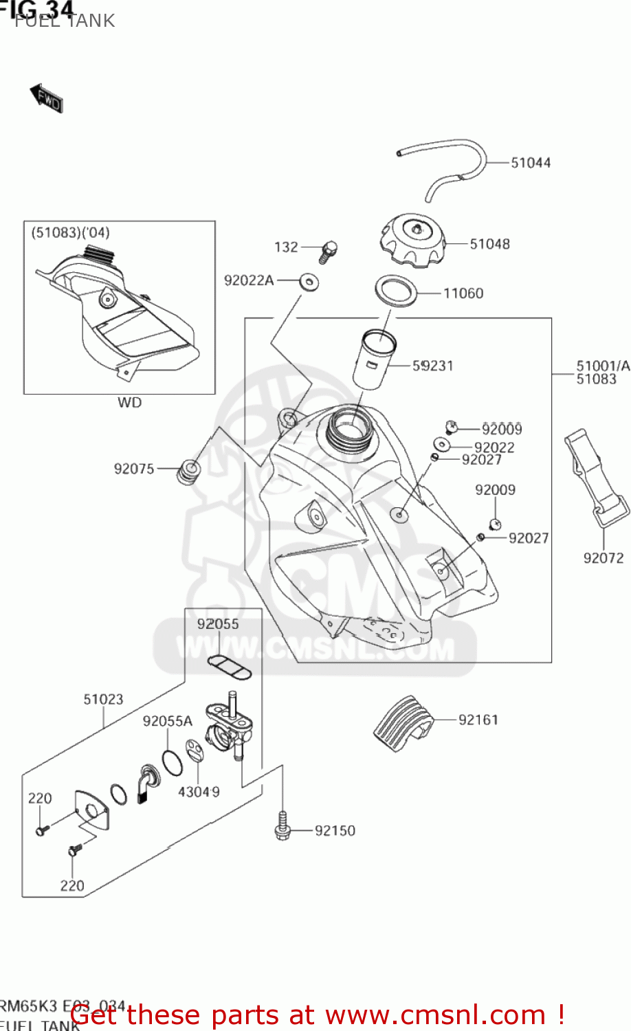 FUEL TANK RM65 2004 (K4) USA (E03)
