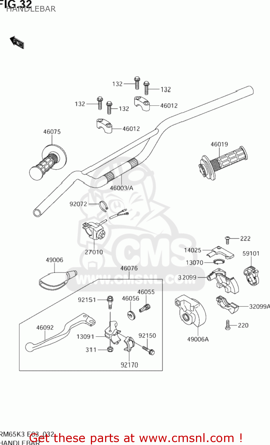 HANDLEBAR RM65 2004 (K4) USA (E03)