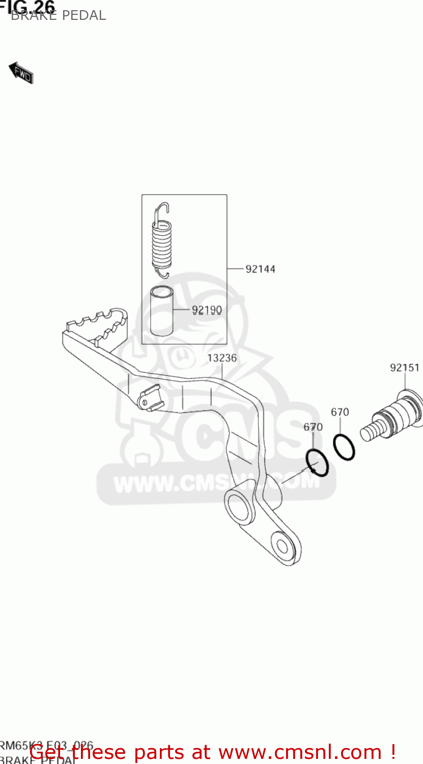 BRAKE PEDAL RM65 2005 (K5) USA (E03)