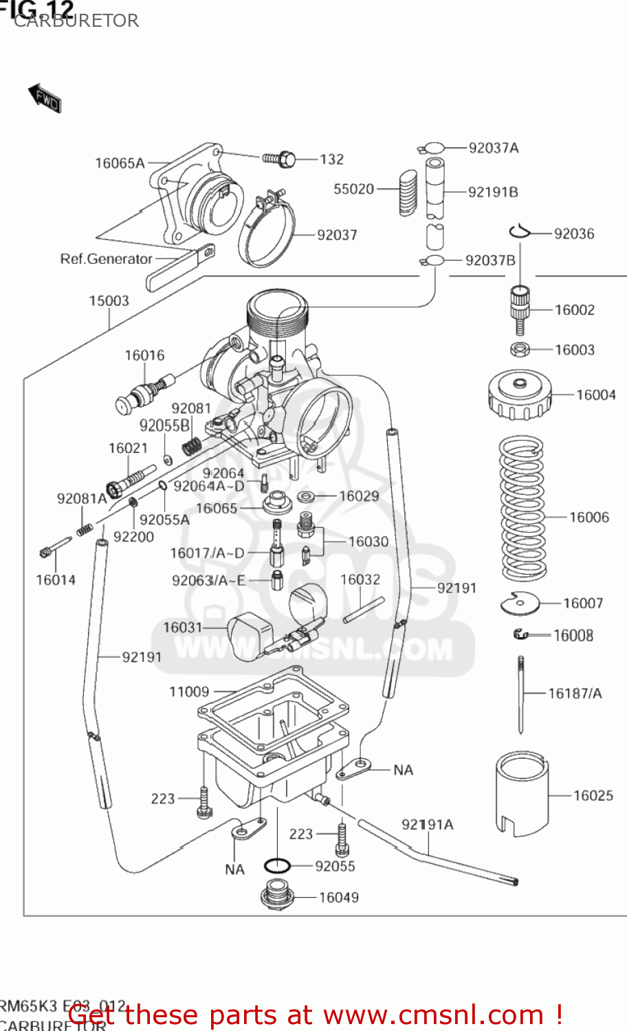 CARBURETOR RM65 2005 (K5) USA (E03)