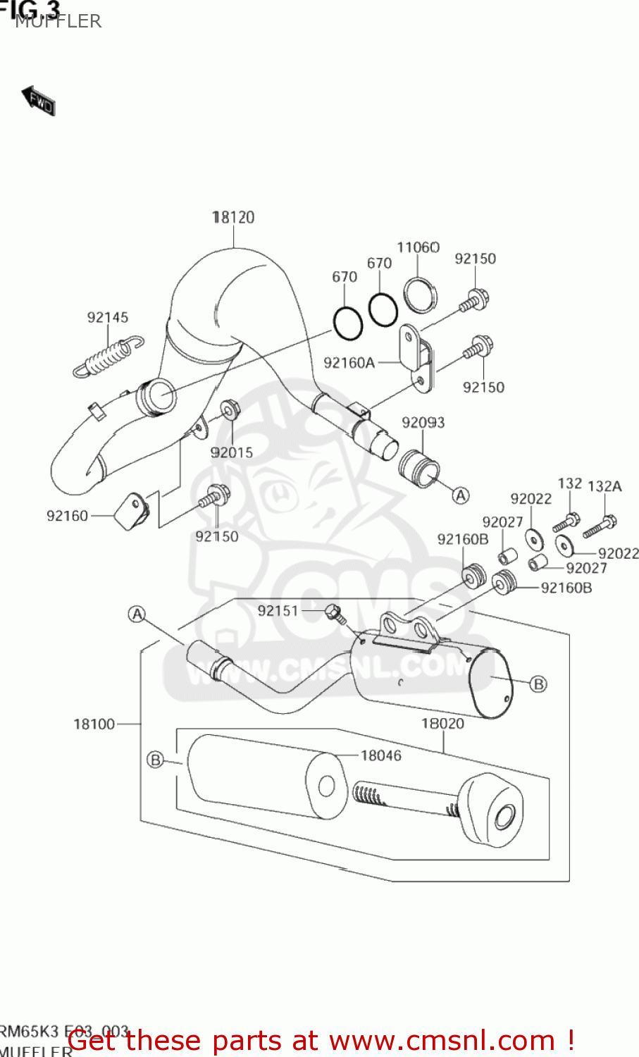 MUFFLER RM65 2005 (K5) USA (E03)