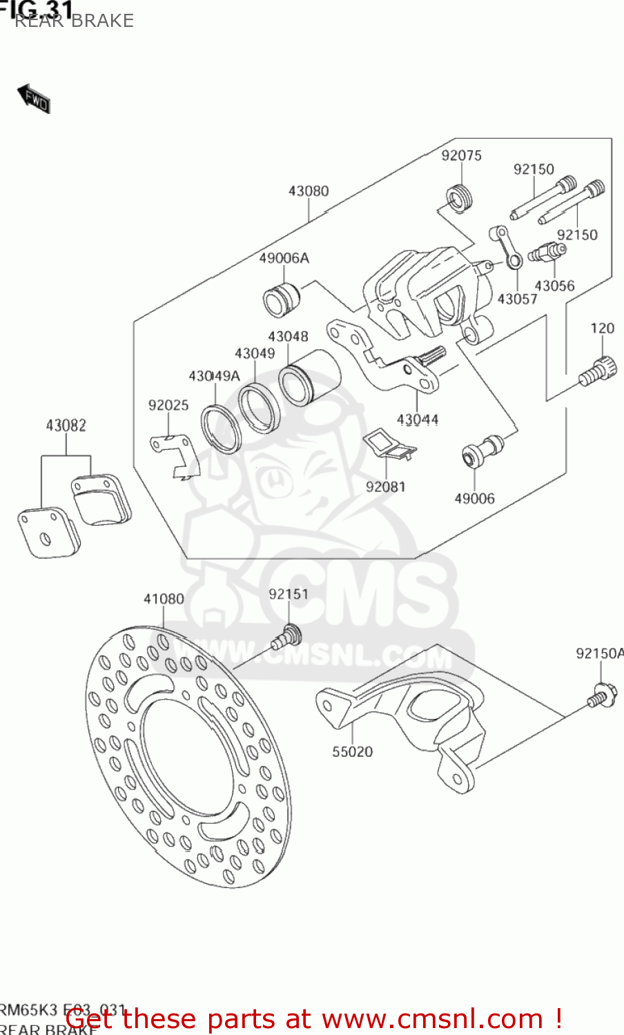 REAR BRAKE RM65 2005 (K5) USA (E03)