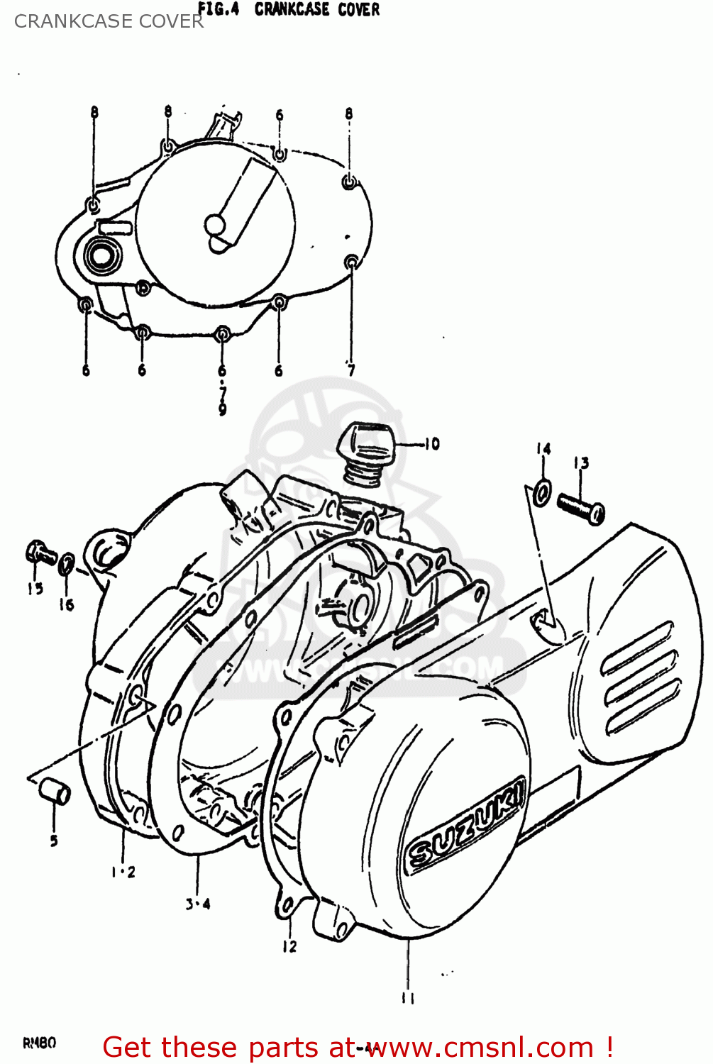 CRANKCASE COVER RM80 1977 (B) USA (E03)