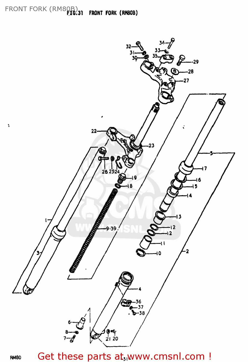 FRONT FORK (RM80B) RM80 1977 (B) USA (E03)