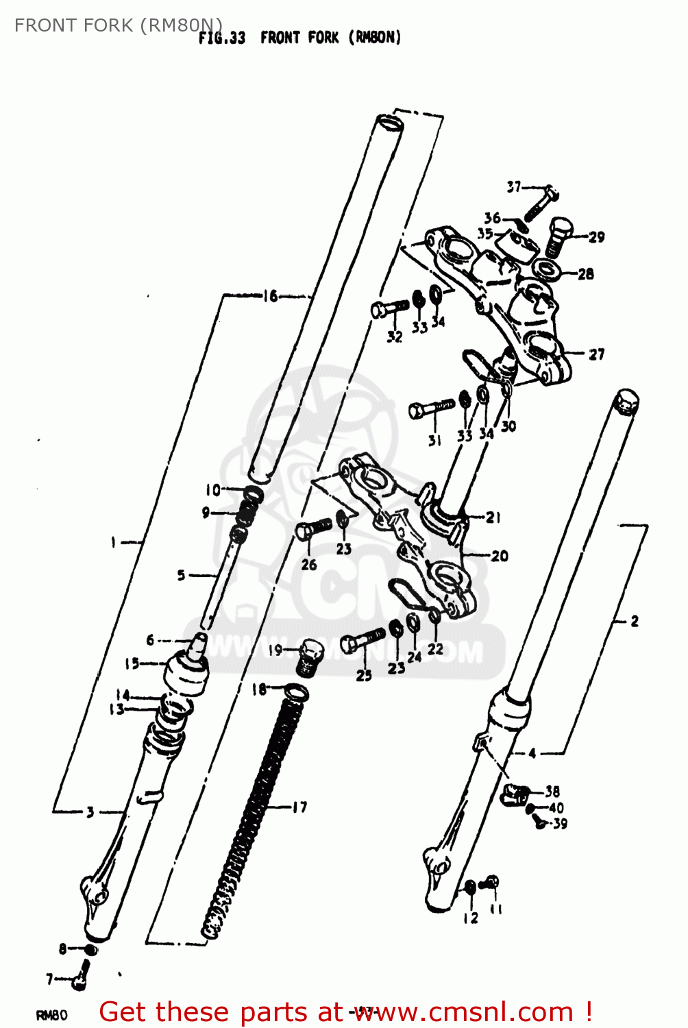 FRONT FORK (RM80N) RM80 1977 (B) USA (E03)