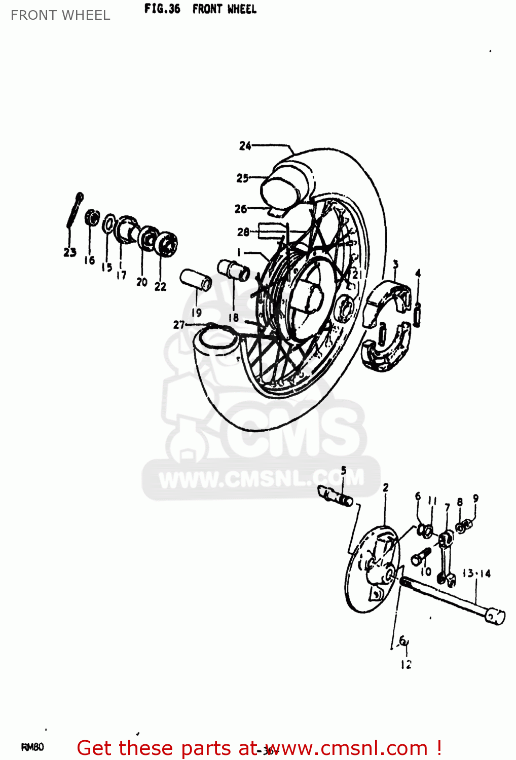 FRONT WHEEL RM80 1977 (B) USA (E03)