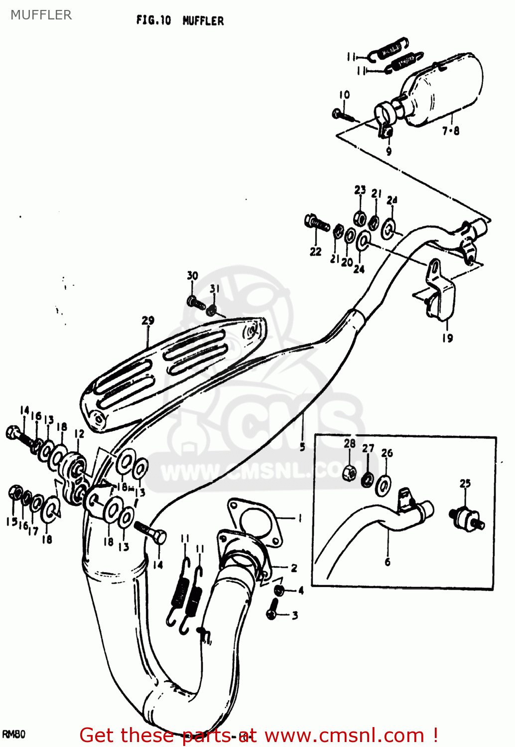 MUFFLER RM80 1977 (B) USA (E03)