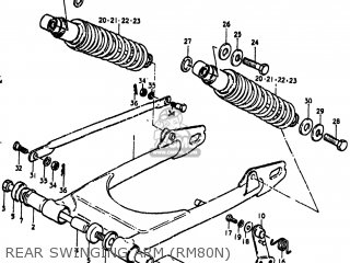 REAR SWINGING ARM (RM80N) - RM80 1977 (B) USA (E03)