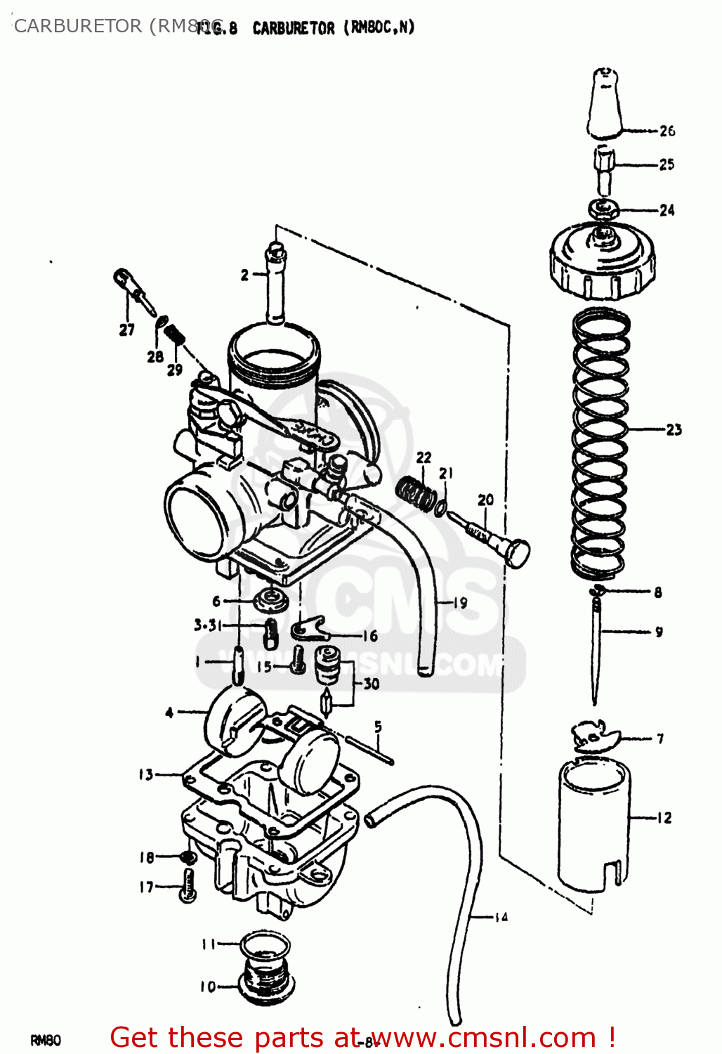 Suzuki RM80 1978 (C) USA (E03) CARBURETOR (RM80C - buy original ...