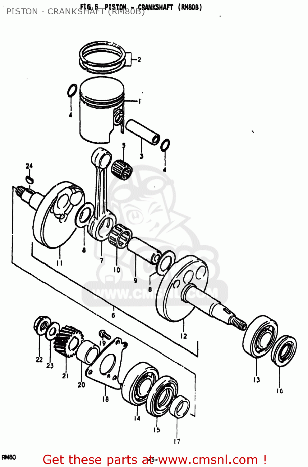 PISTON - CRANKSHAFT (RM80B) RM80 1978 (C) USA (E03)