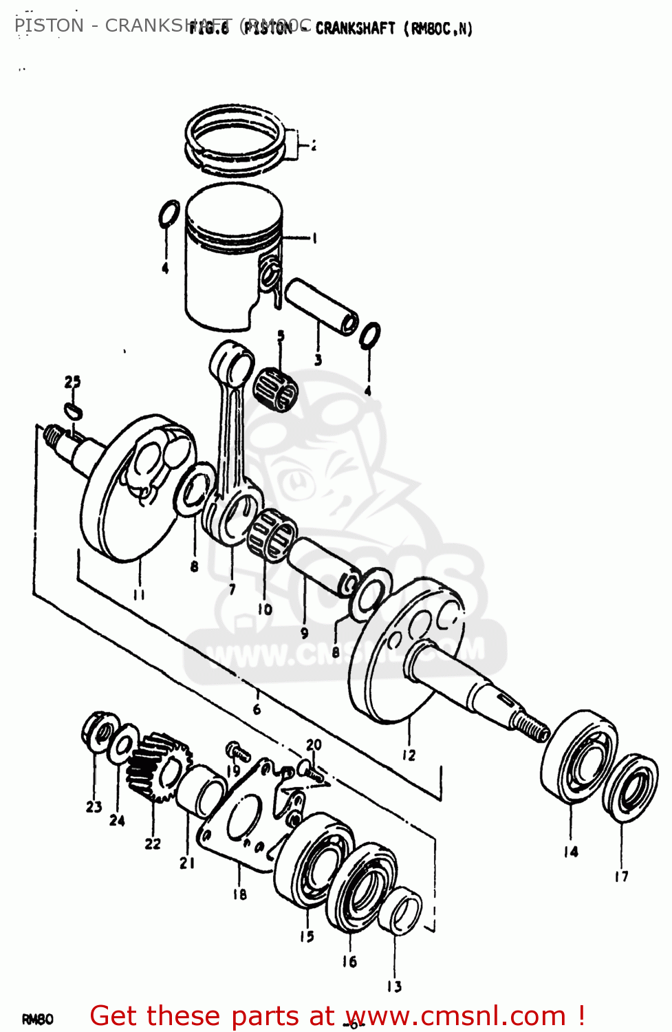 PISTON - CRANKSHAFT (RM80C RM80 1978 (C) USA (E03)