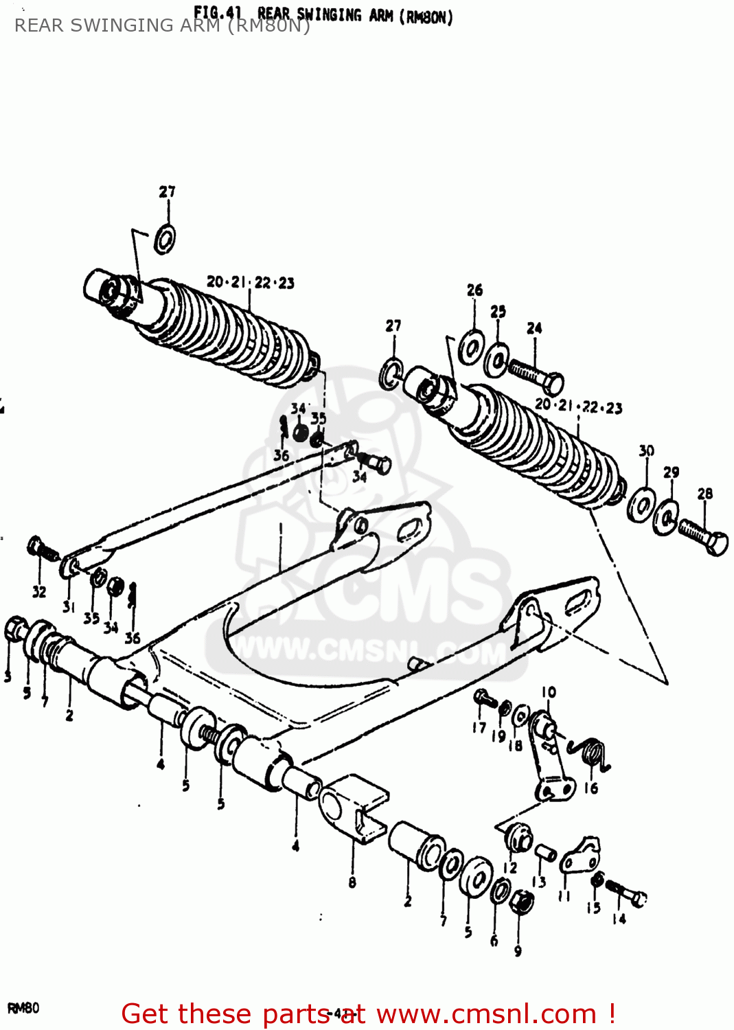 REAR SWINGING ARM (RM80N) RM80 1978 (C) USA (E03)