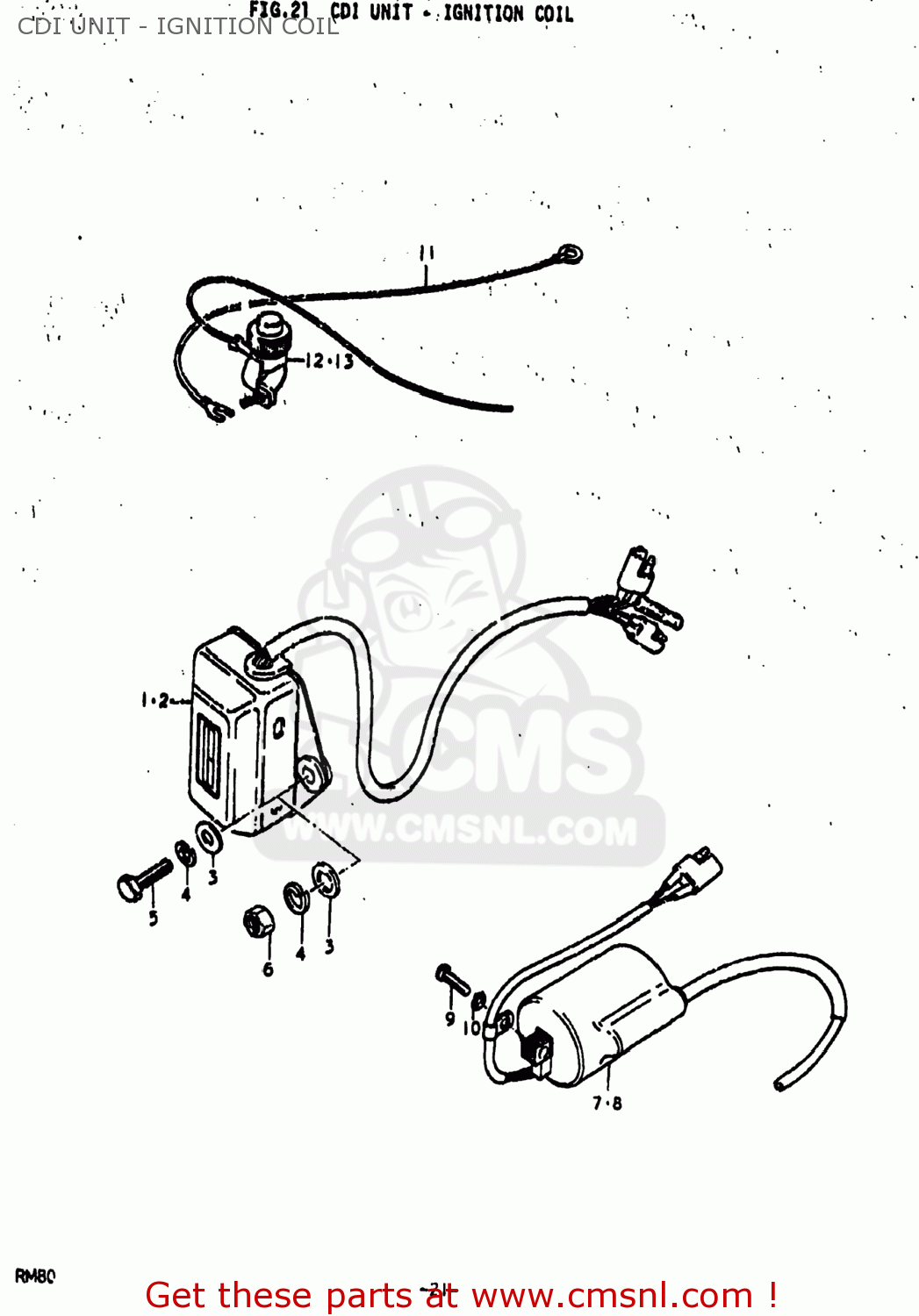 CDI UNIT - IGNITION COIL RM80 1979 (N) USA (E03)