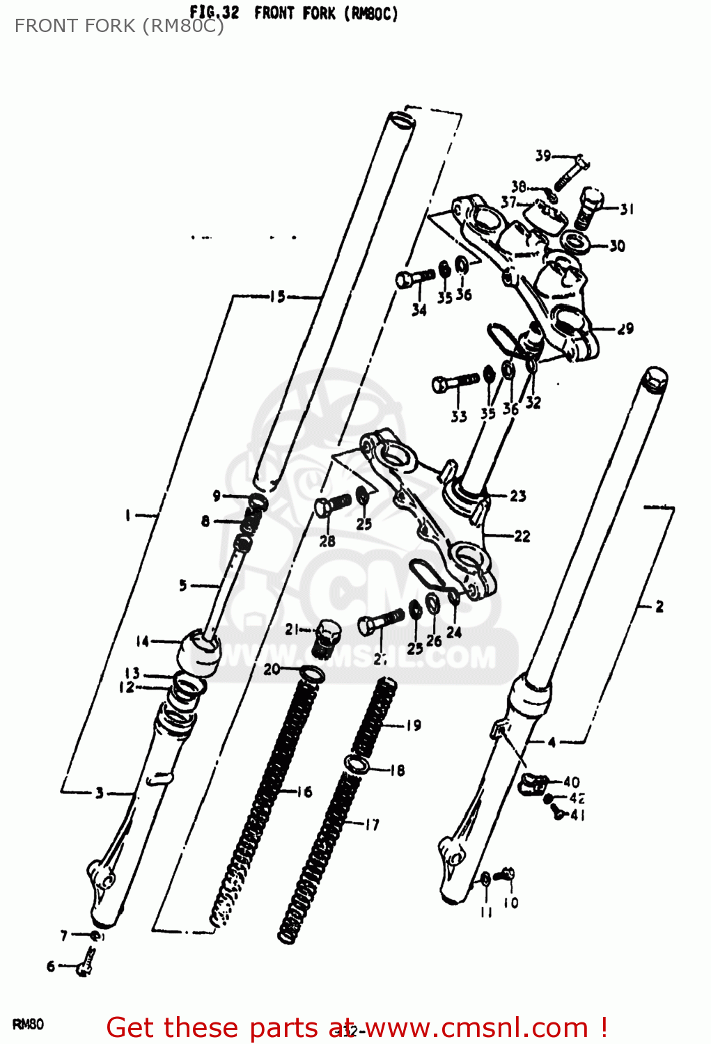 FRONT FORK (RM80C) RM80 1979 (N) USA (E03)