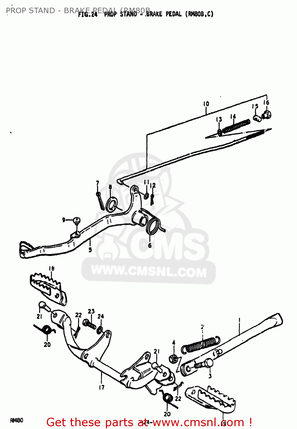 PROP STAND - BRAKE PEDAL (RM80B RM80 1979 (N) USA (E03)