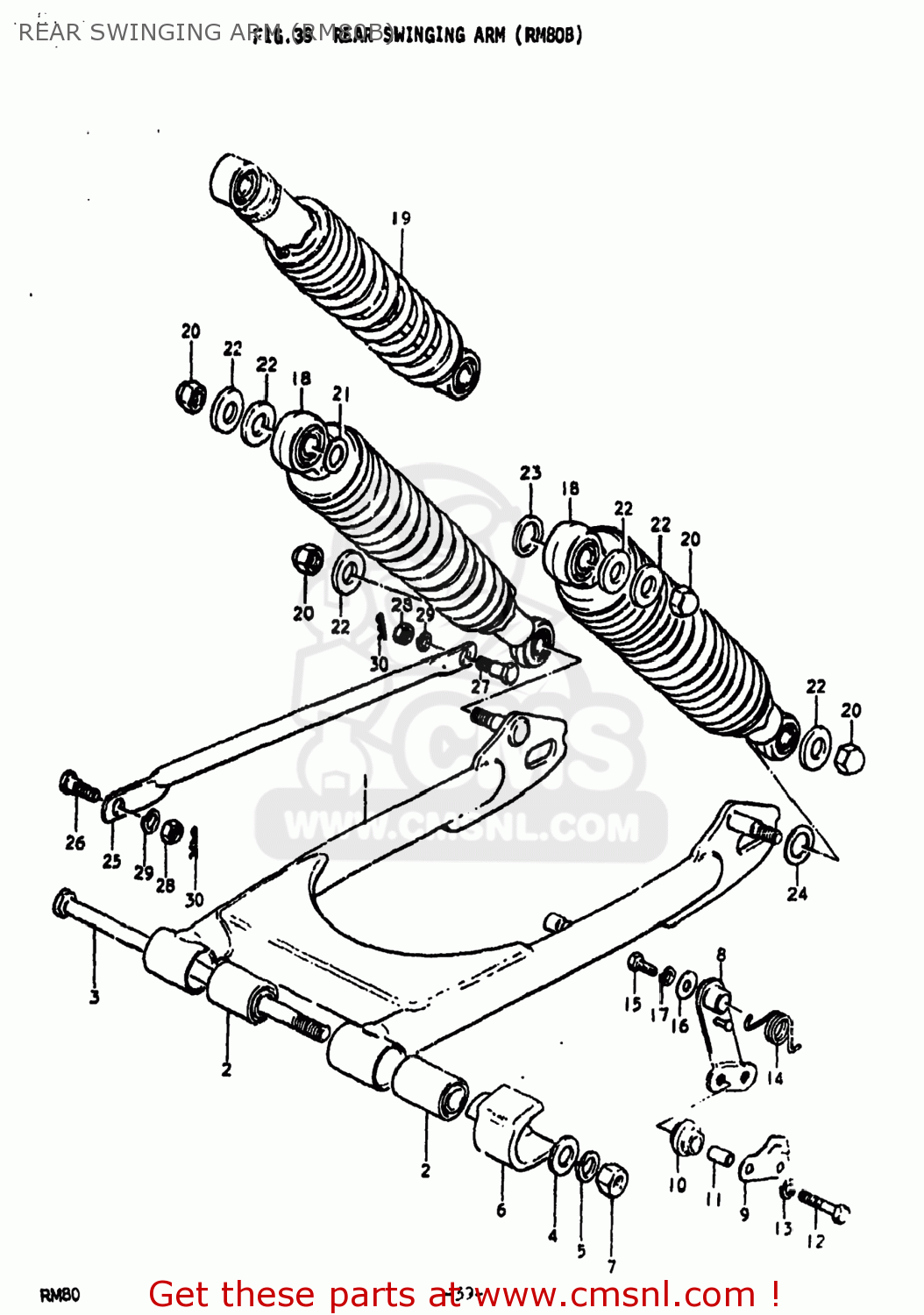 REAR SWINGING ARM (RM80B) RM80 1979 (N) USA (E03)