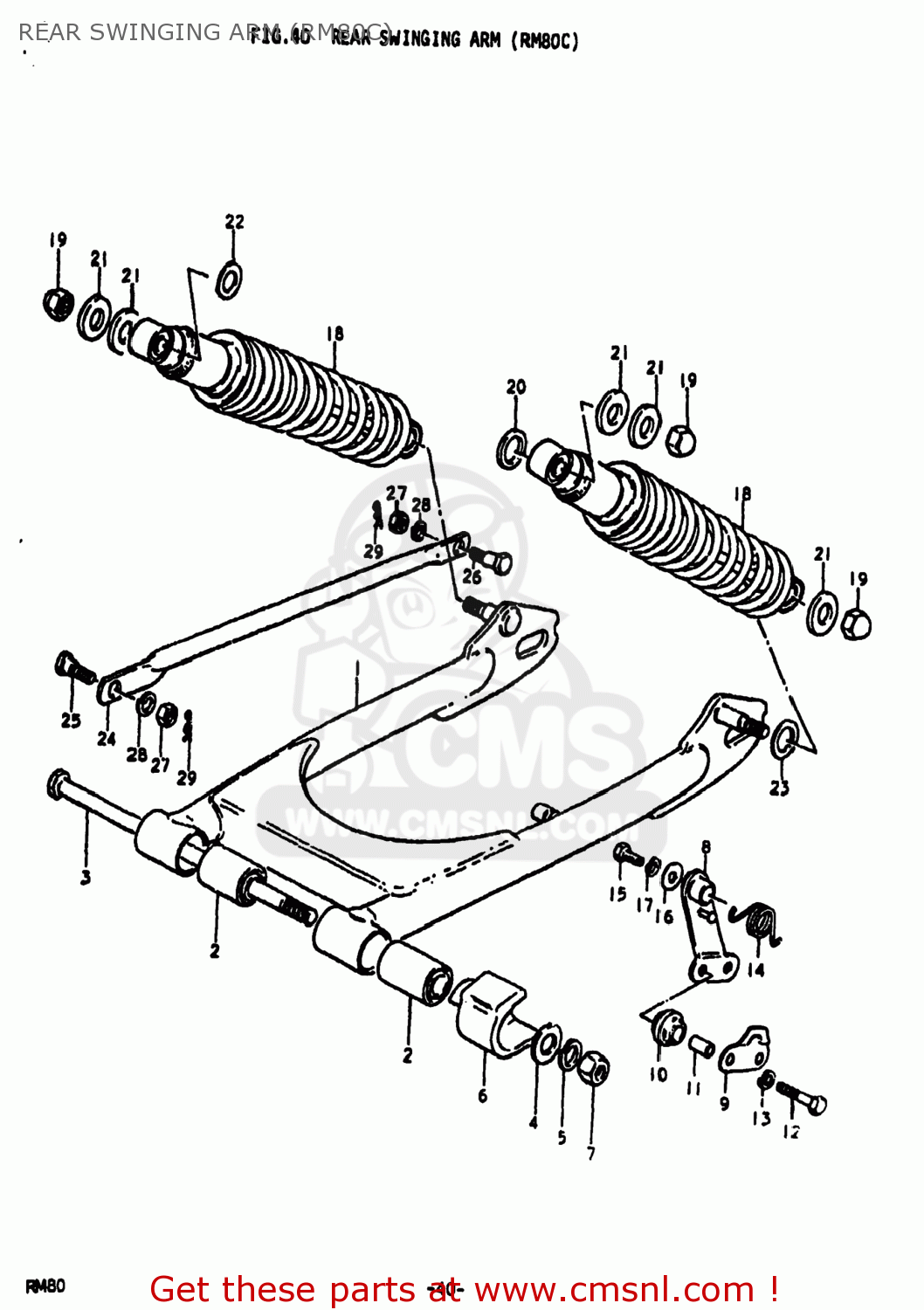REAR SWINGING ARM (RM80C) RM80 1979 (N) USA (E03)