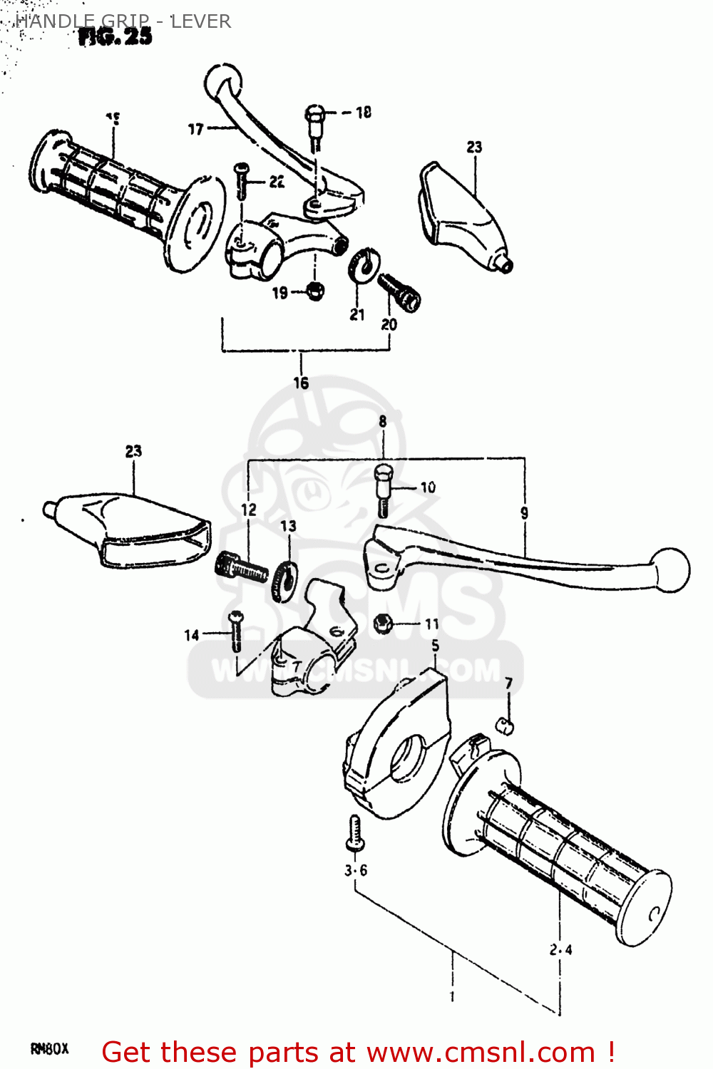 HANDLE GRIP - LEVER RM80 1980 (T) USA (E03)