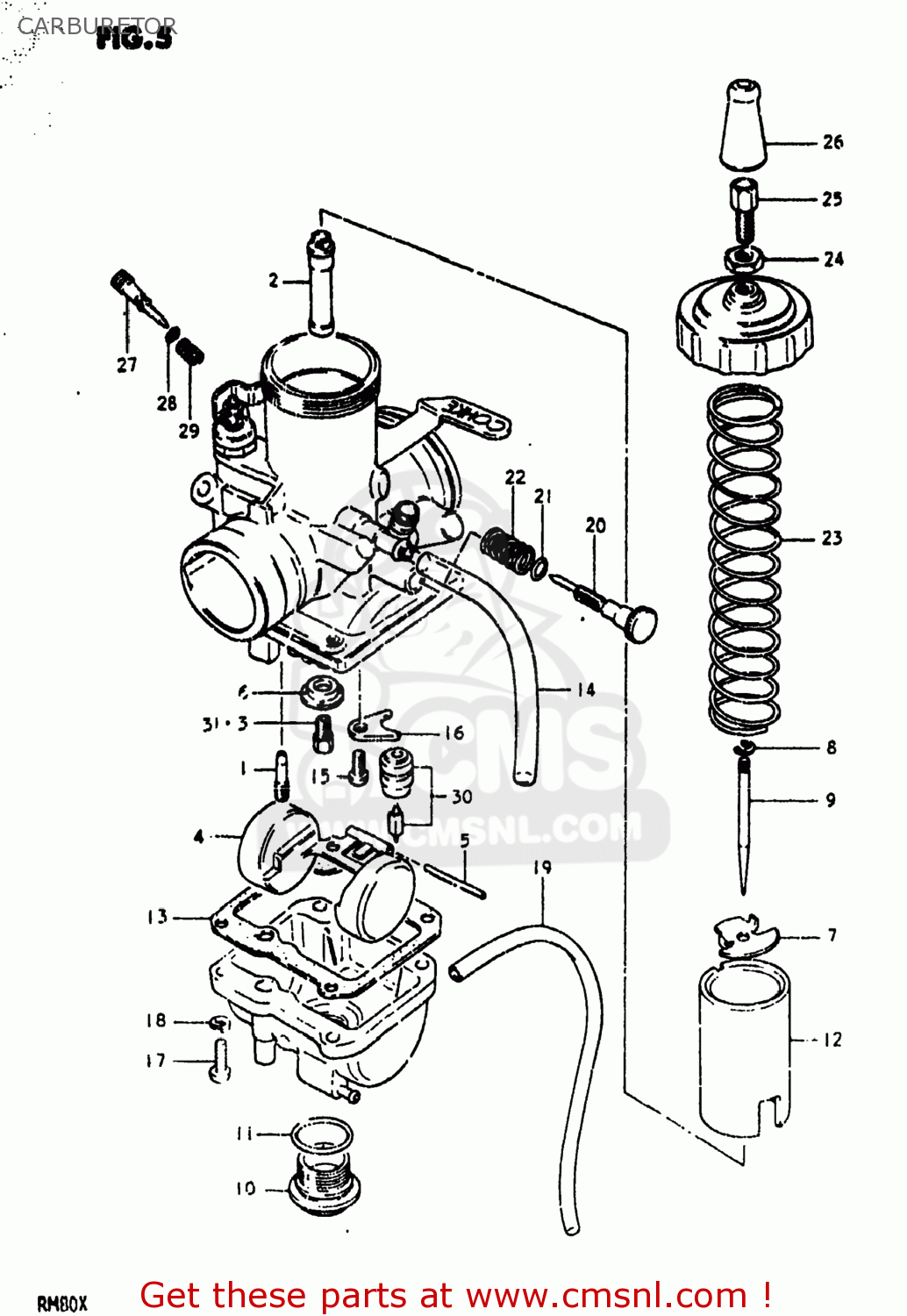 Suzuki RM80 1981 (X) USA (E03) CARBURETOR - buy original CARBURETOR ...