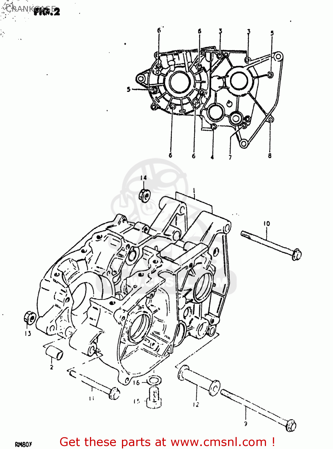 CRANKCASE RM80 1981 (X) USA (E03)