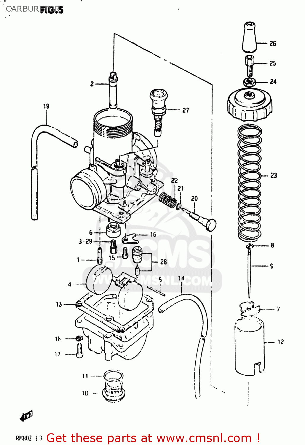 Suzuki RM80 1982 (Z) USA (E03) CARBURETOR - buy original CARBURETOR ...