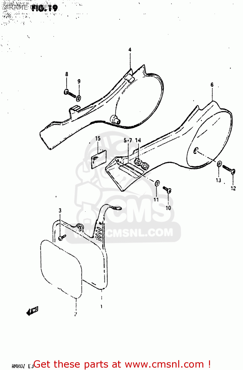 Suzuki RM80 1982 (Z) USA (E03) FRAME COVER - buy original FRAME COVER ...