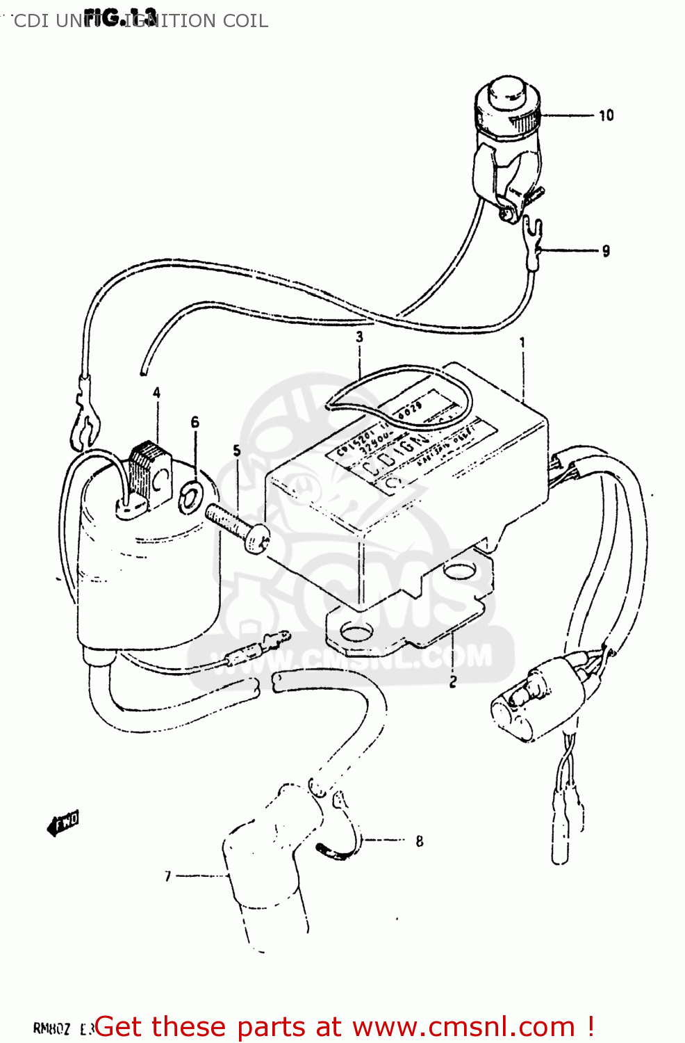 CDI UNIT - IGNITION COIL RM80 1982 (Z) USA (E03)