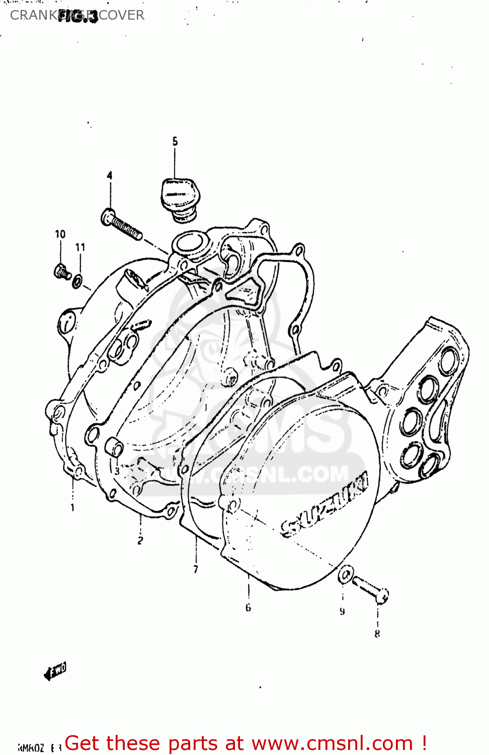 CRANKCASE COVER RM80 1982 (Z) USA (E03)