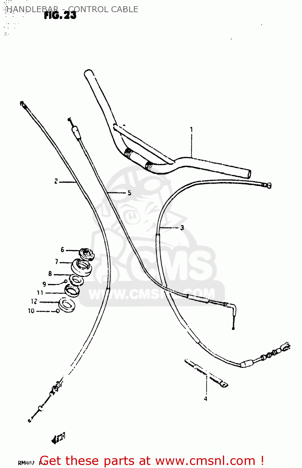 HANDLEBAR - CONTROL CABLE RM80 1982 (Z) USA (E03)