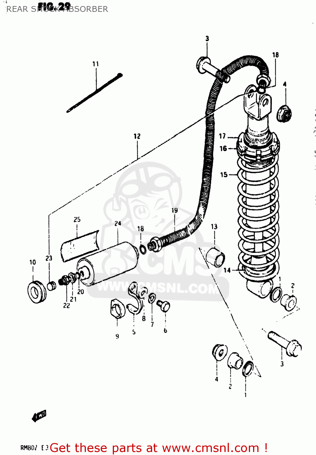 REAR SHOCK ABSORBER RM80 1982 (Z) USA (E03)