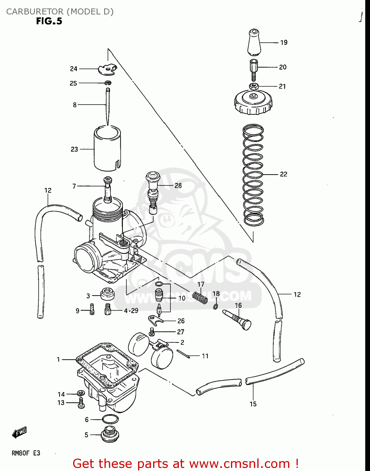 CARBURETOR (MODEL D) RM80 1983 (D) USA (E03)