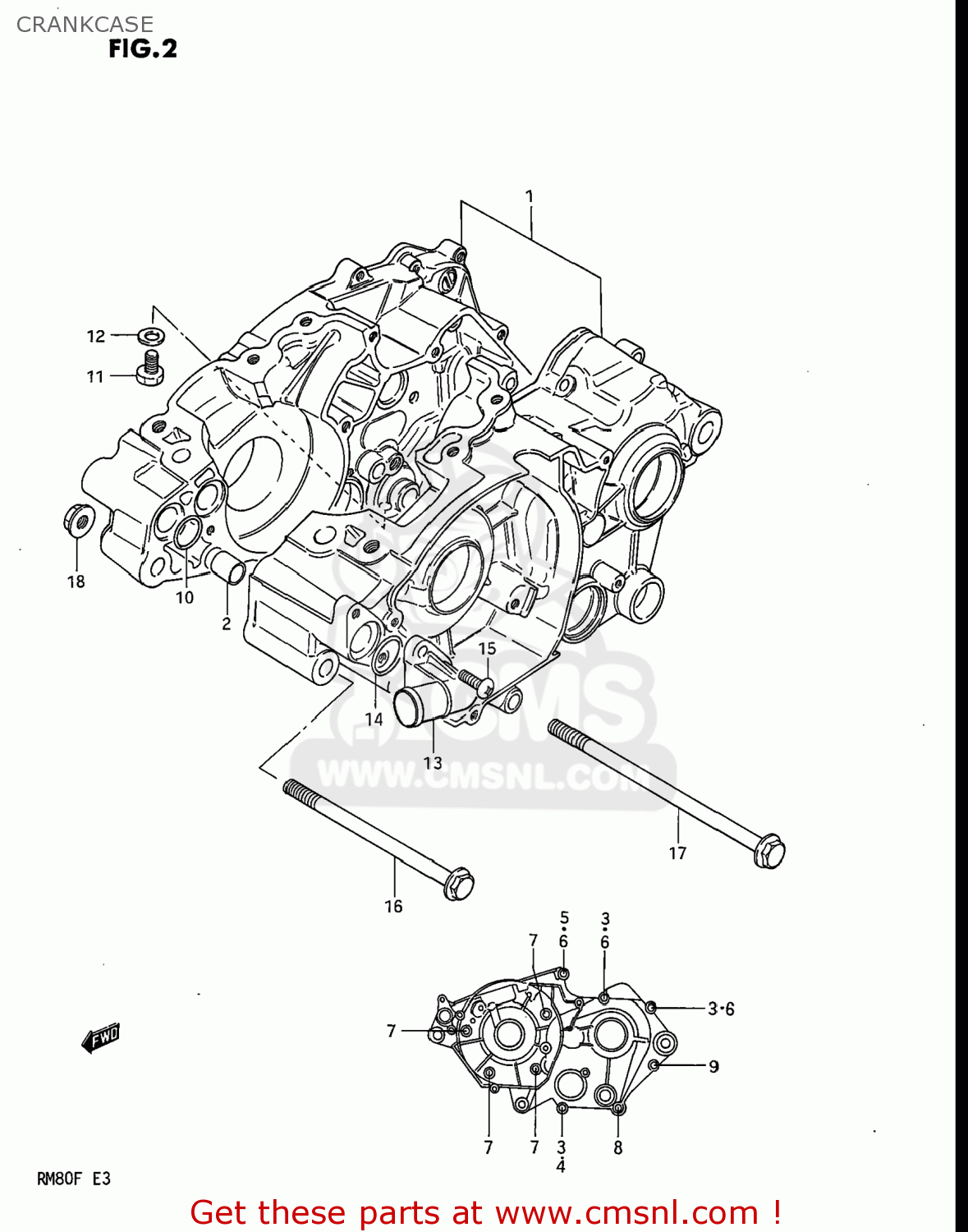 CRANKCASE RM80 1984 (E) USA (E03)