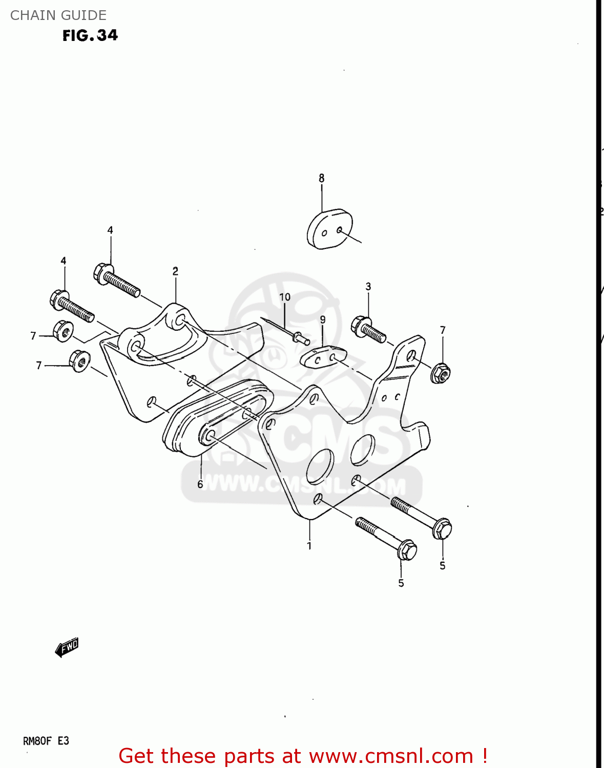 Suzuki RM80 1985 (F) USA (E03) CHAIN GUIDE - buy original CHAIN