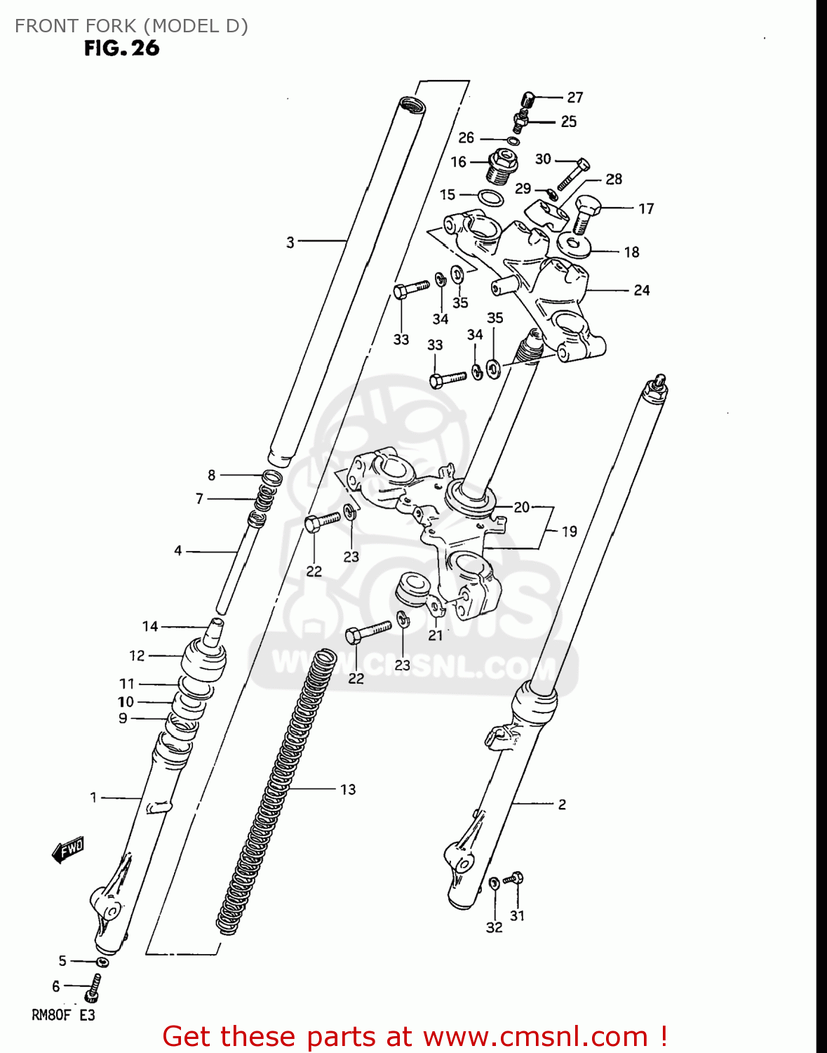FRONT FORK (MODEL D) RM80 1985 (F) USA (E03)