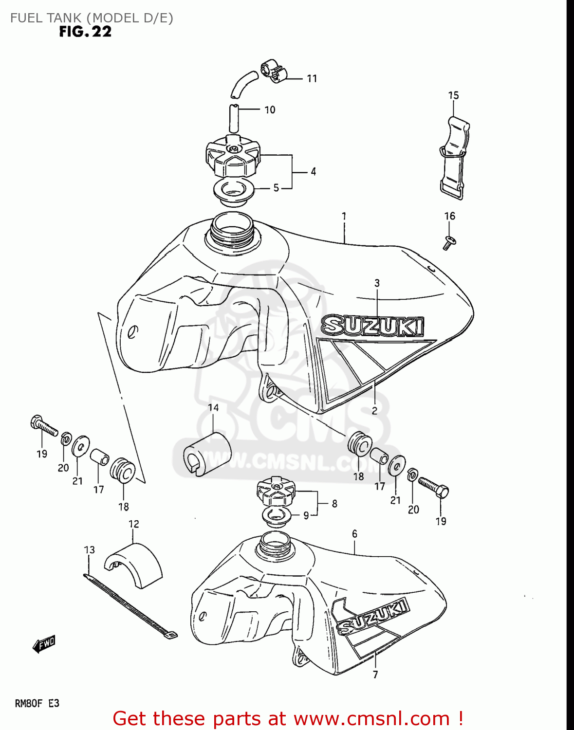 FUEL TANK (MODEL D/E) RM80 1985 (F) USA (E03)