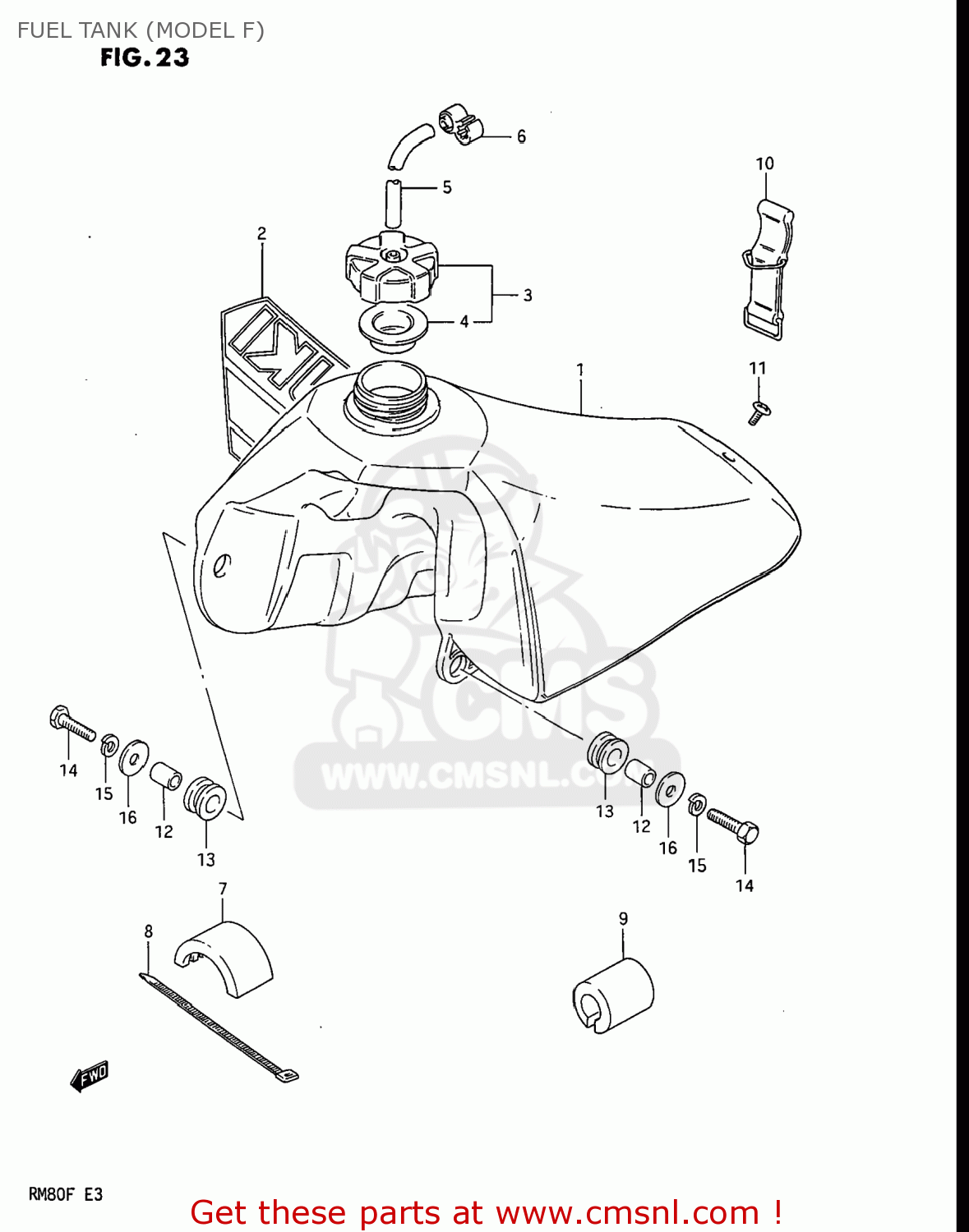 FUEL TANK (MODEL F) RM80 1985 (F) USA (E03)