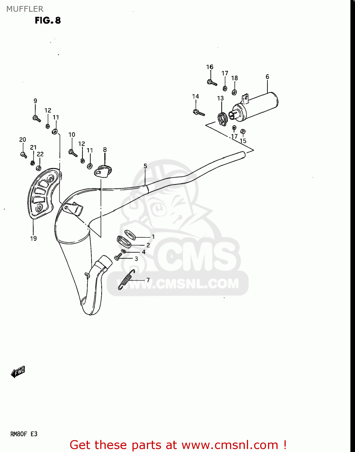 MUFFLER RM80 1985 (F) USA (E03)