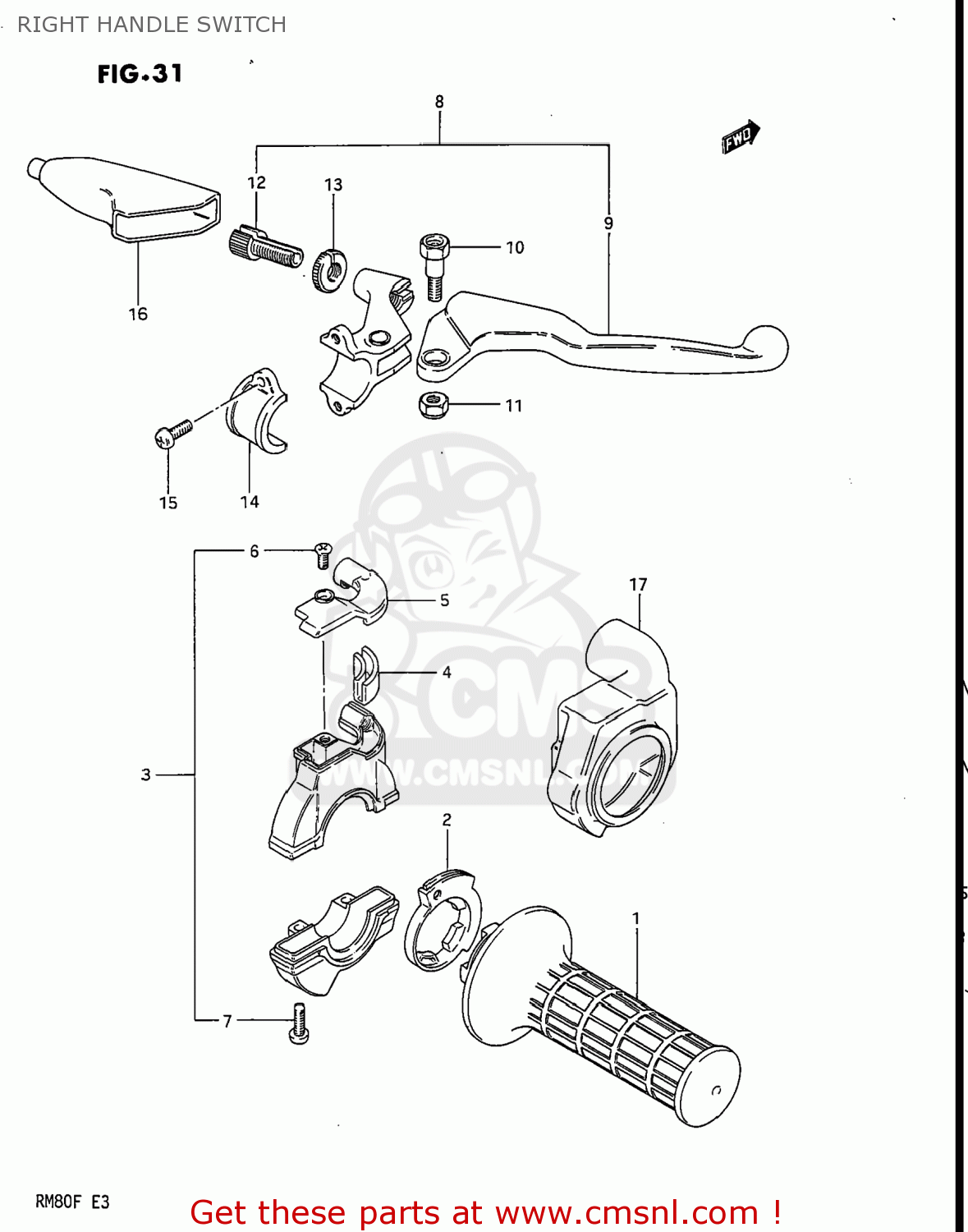 RIGHT HANDLE SWITCH RM80 1985 (F) USA (E03)