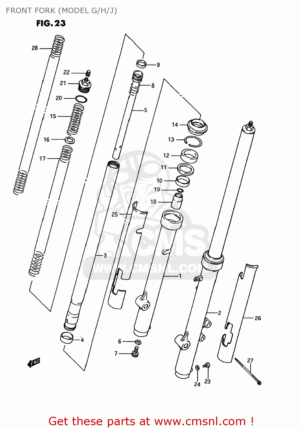 FRONT FORK (MODEL G/H/J) RM80 1986 (G) USA (E03)